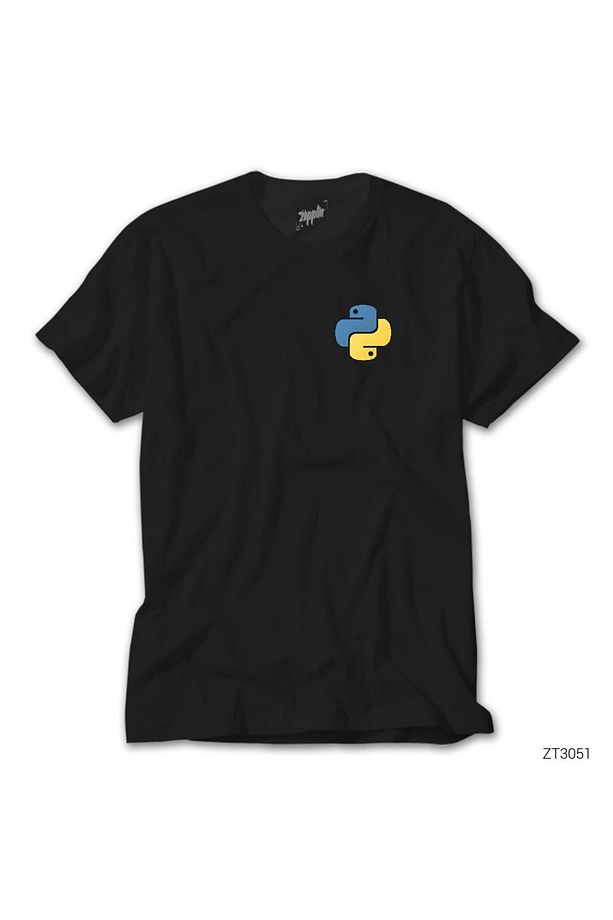 Unisex Python Yazılımcı Siyah Tişört - 1
