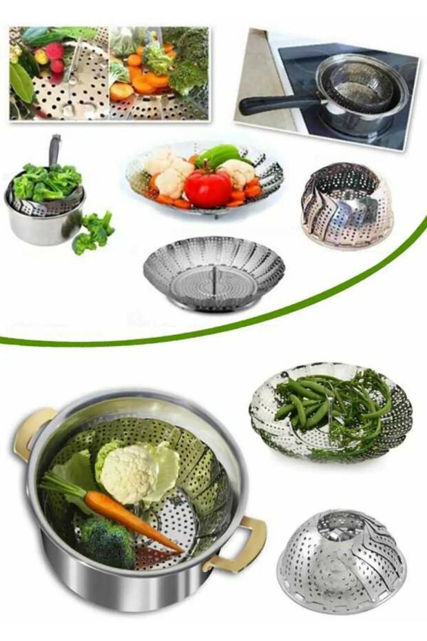 Paslanmaz Buharda Sebze Haşlama Sepeti - 2