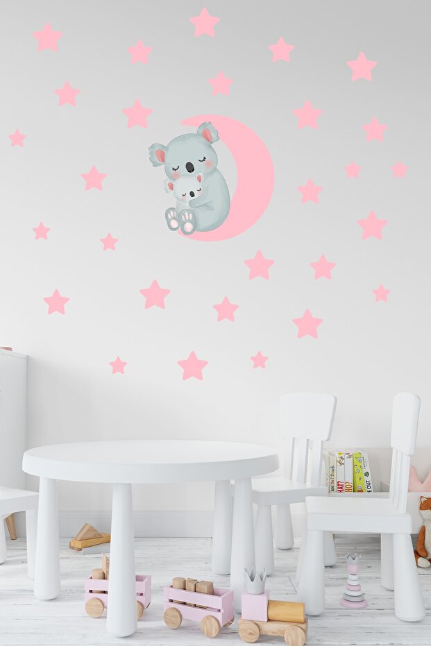 Pink Moon And Stars Mother And Baby Koala