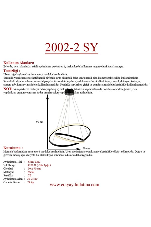 2002-2s Led Siyah Avize - 3