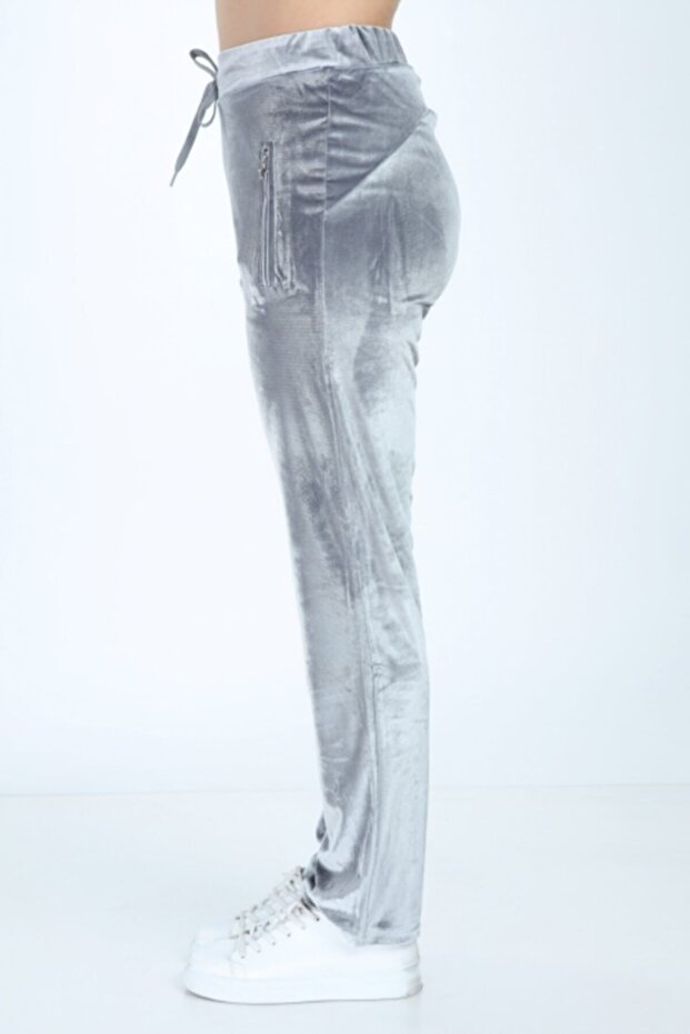 Kadın Gri Kadife Alt - 4