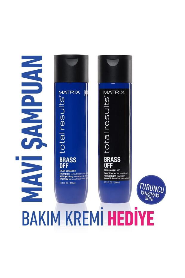 Brass Off Mavi Şampuan 300ml + Saç Bakım Kremi 300ml Bakım Seti - 1