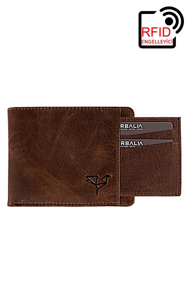 Handmade Genuine Leather RFID Blocker Crazy Brown Coin Portfolio