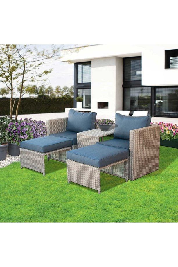 Side Rattan Oturma Grubu Bej, Rattan Oturma Grubu, Bahçe Koltuk Takımı - 1