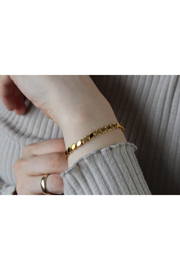 Altın Pullu Model Bileklik-künye - 1