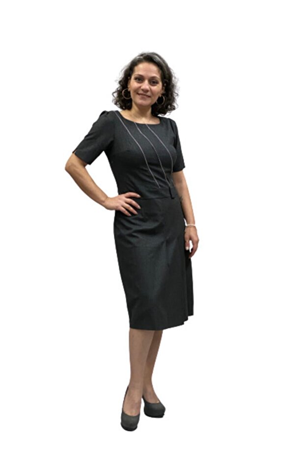 Fermuar Detaylı Elbise - 2