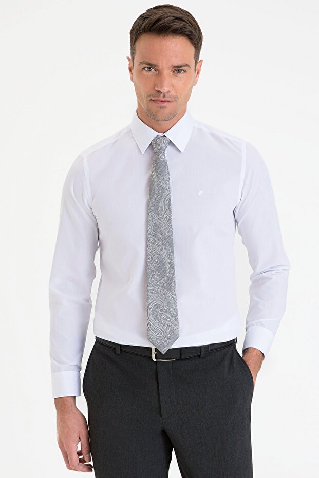 Beyaz Slim Fit Basic Gömlek - 1