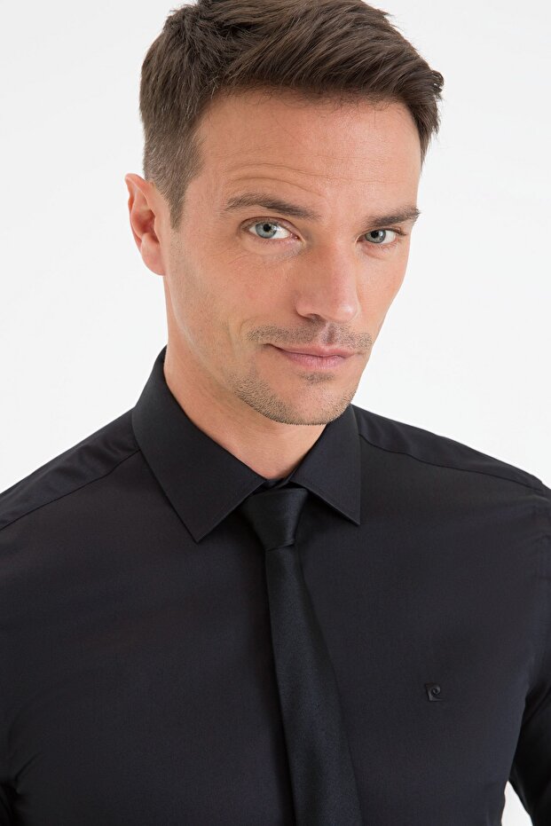 Siyah Slim Fit Basic Gömlek - 2