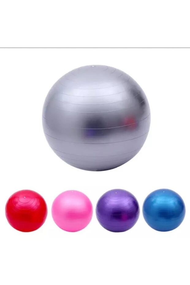 Gray Pilates Ball 65cm Anti Burst Pilates Ball with Ribs and Pump Gift