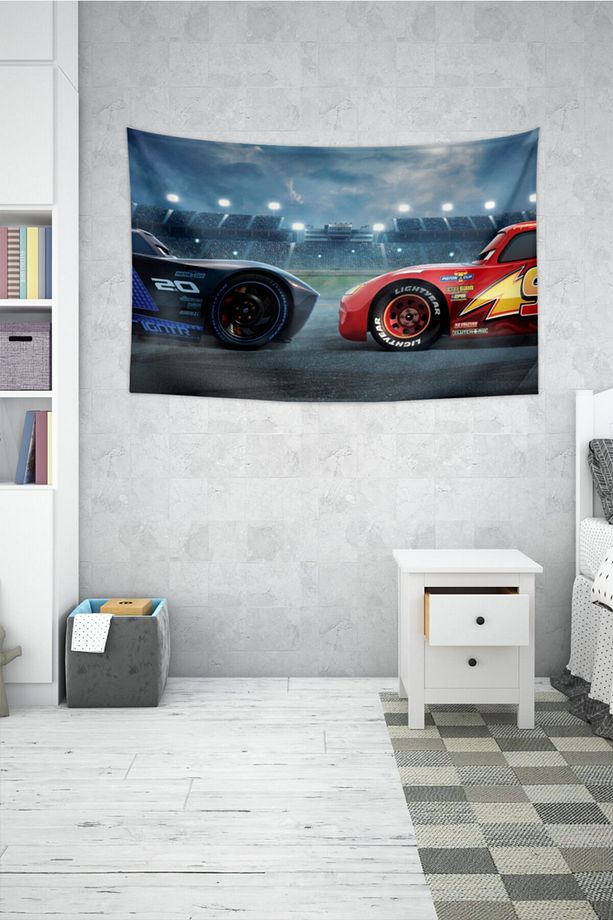 Yarış Arabaları Duvar Örtüsü Halısı 70 X 100 Cm - 1