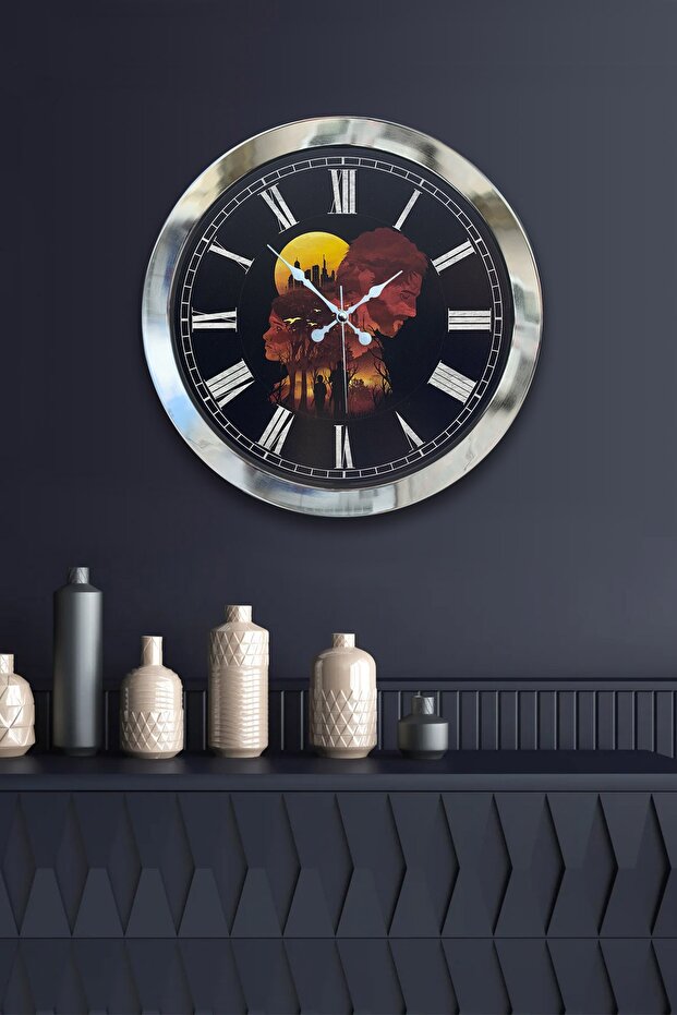 ساعة حائط حائط عالمية معدنية منفصلة من الكروم مقاس 36 سم - 2