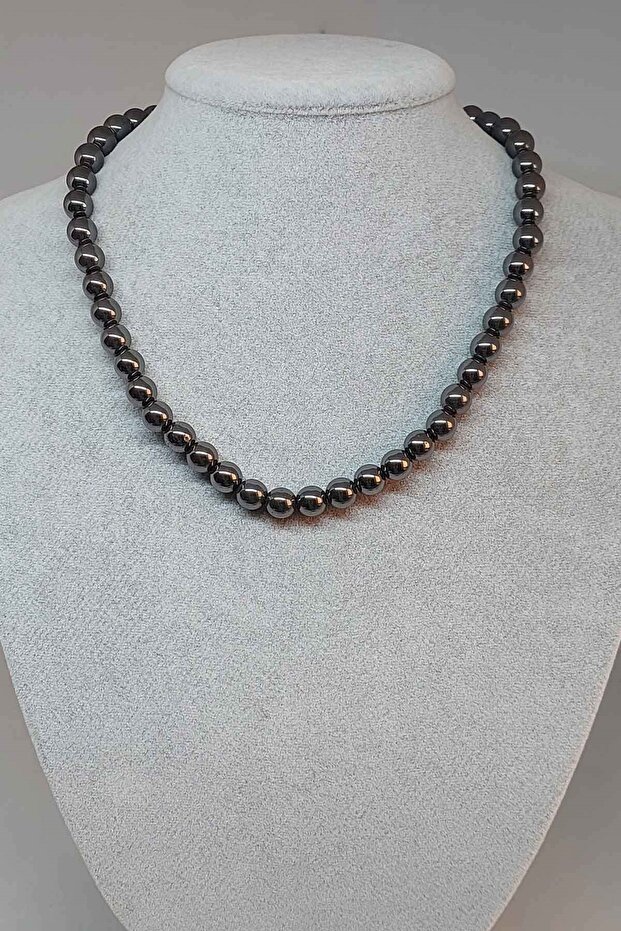 Hematite Stone Necklace 8mm (clip)