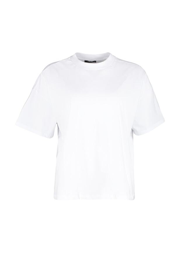 Tricou cu nervuri cu guler alb - 100% bumbac Model de bază TBBSS23BF00017 - 6