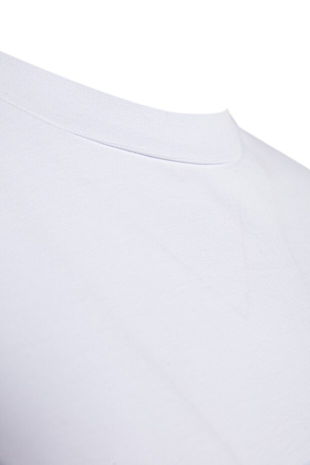 Beyaz Lacivert Yakası Ribanalı Relaxed %100 Pamuk Örme T-shirt TBBSS23BF00019 - 6
