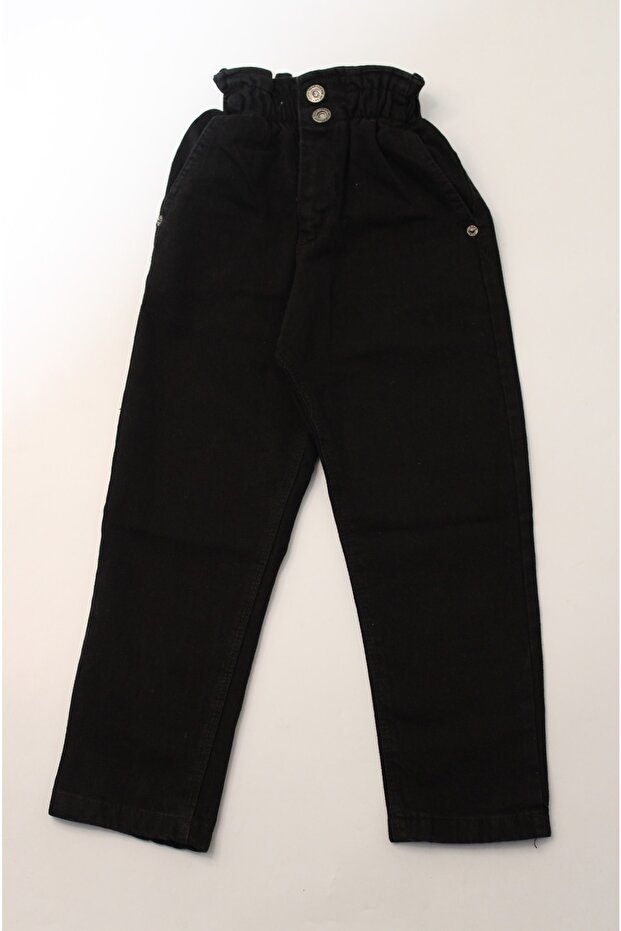 Girl's High Waist Mom Jeans Black Jeans - 1