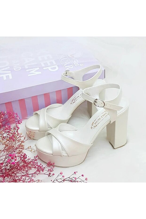 11 Cm Heeled Cross Banded Very Comfortable Bridal Shoes Aslı Acar