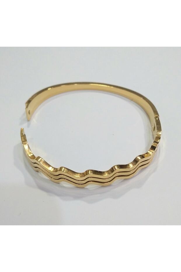 سوار بمشبك فولاذي منقوش بشكل متعرج - 3