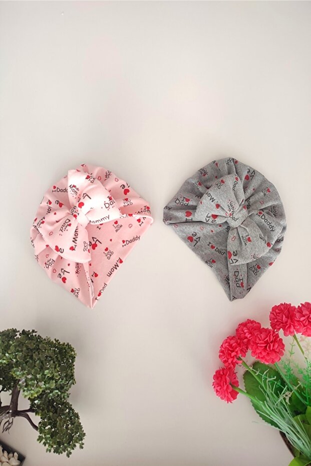 Baby Girl Colorful Patterned 2-Piece Bonnet Set