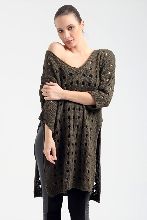 Delikli Tunik Elbise - 5