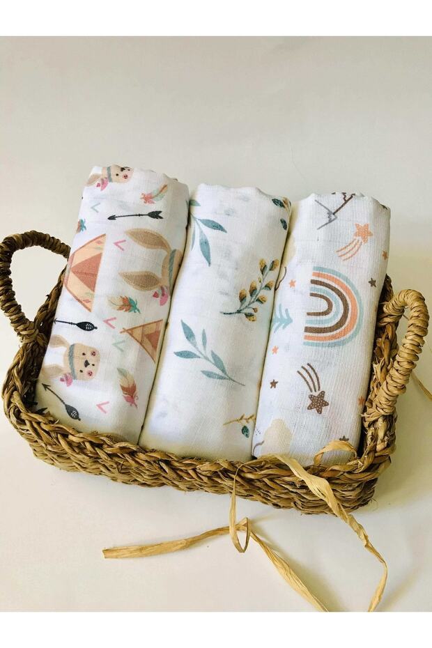 3 Pieces Multi-Purpose Muslin Cloth Cover Blanket 100% Cotton Oeko-Teks Certified 80X80 cm