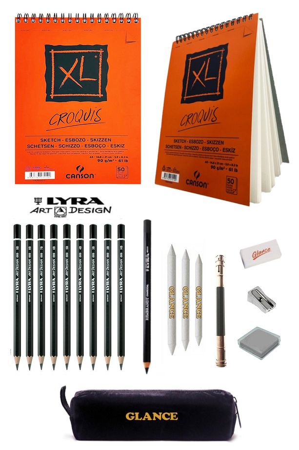 Canson Xl A5 Eskiz Defterli Karakalem Ve Kalemlik Hediyeli! Çizim Eskiz Seti - 1