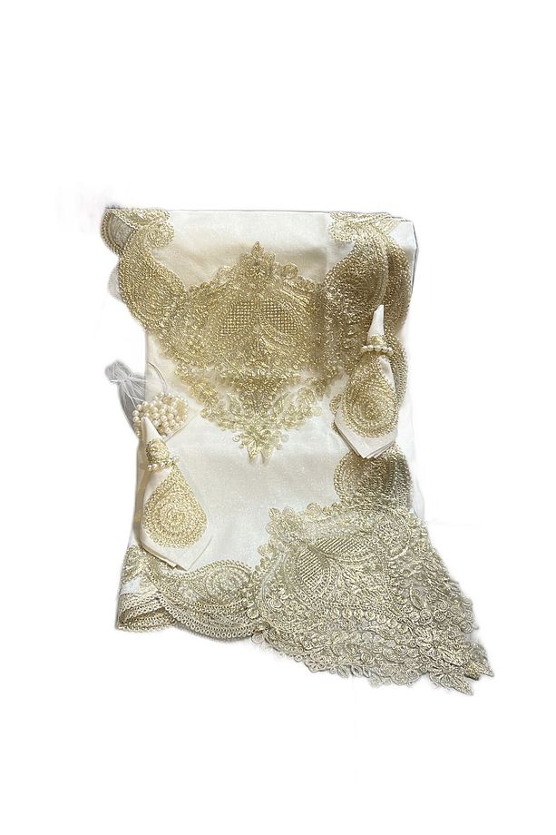 Lüks - Yemek Takımı 12 Kişilik Linen Simli Dersiz Kumaş - 1