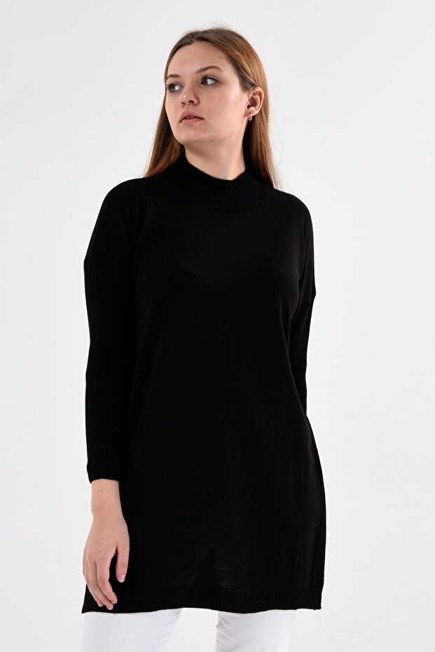 Kadın Siyah Triko Tunik - 3