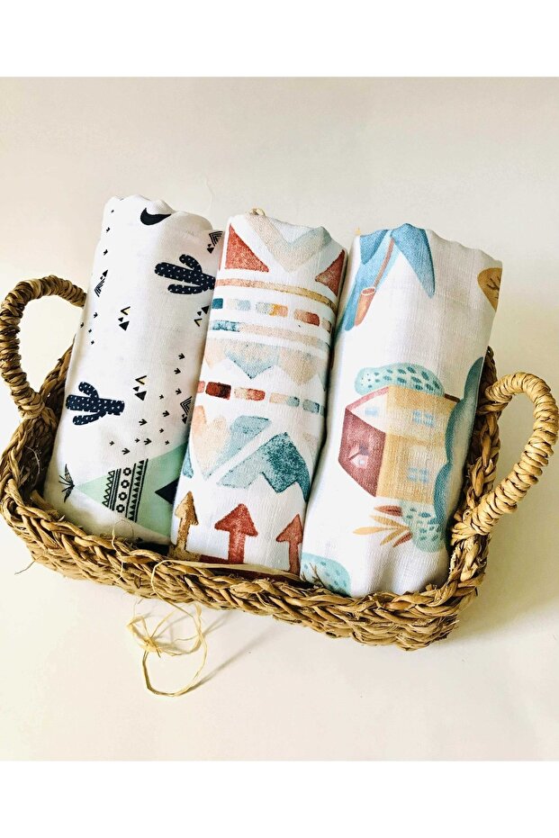 3 Pieces Multi-Purpose Muslin Cloth Cover Blanket 100% Cotton Oeko-Teks Certified 80X80 cm