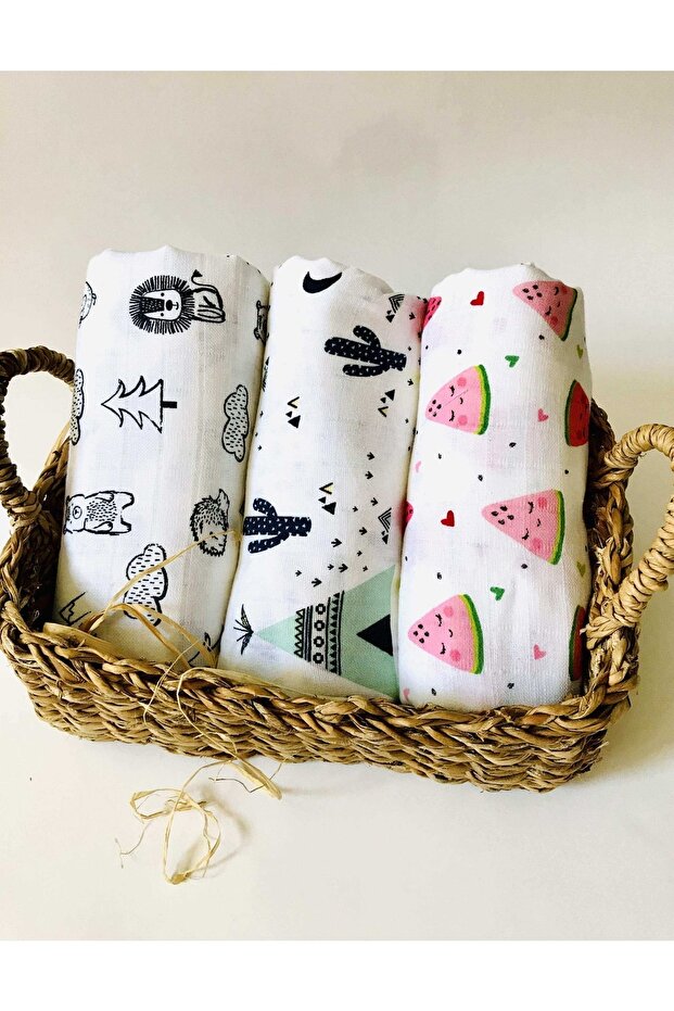 3 Pieces Multi-Purpose Muslin Cloth Cover Blanket 100% Cotton Oeko-Teks Certified 80X80 cm
