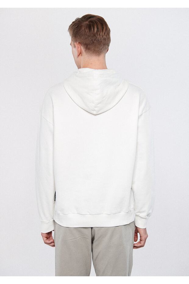 Kapüşonlu Beyaz Basic Sweatshirt 0610062-70057 - 4
