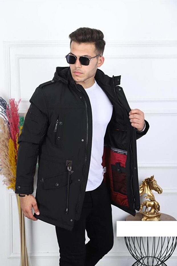 Kapşonlu Uzun Kaban - 1