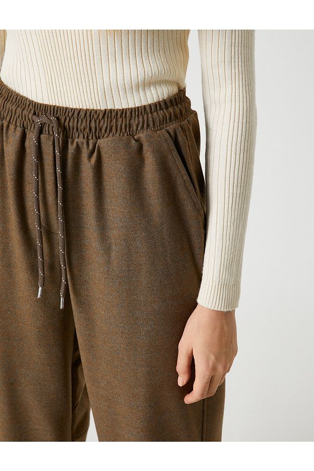 Jogger Pantolon Beli Lastikli Bağcıklı Kumaş - 5