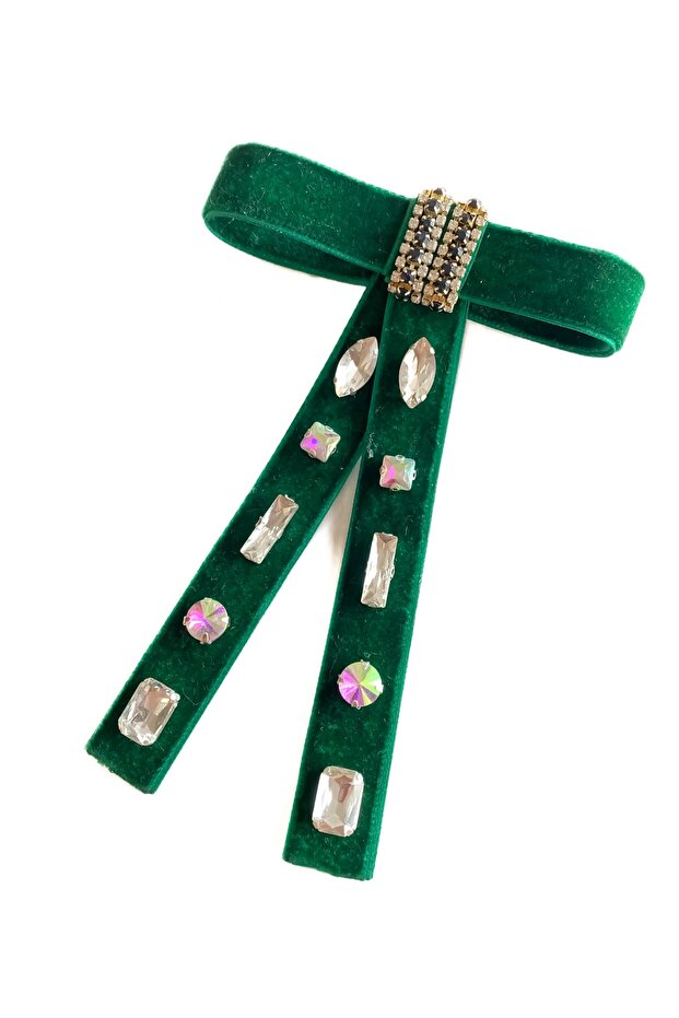 Velvet Zircon Stone Bow French Buckle