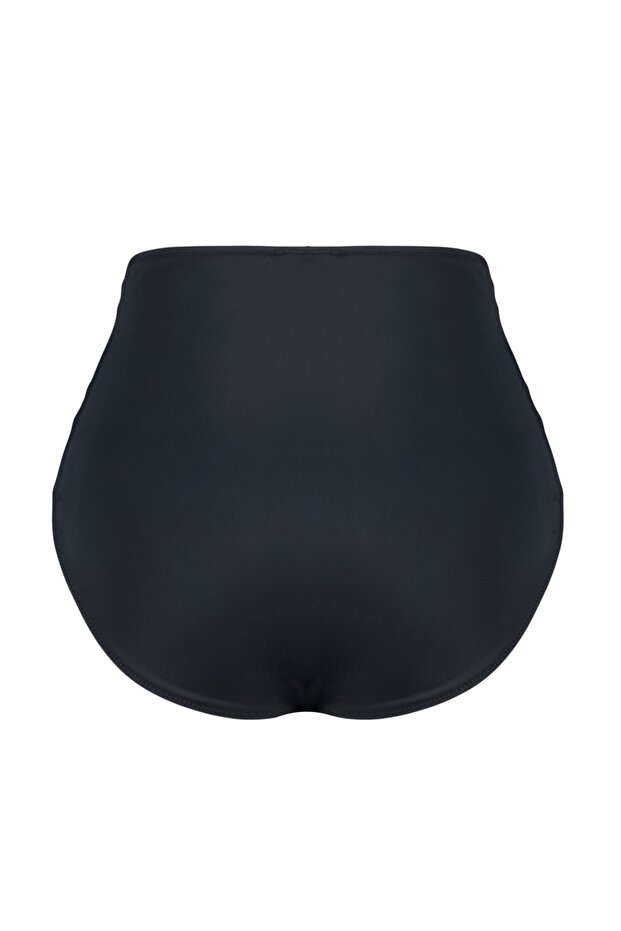 Siyah Yüksek Bel Korseli Büzgü Detaylı Toparlayıcı Büyük Beden Bikini Altı TBBSS23CR00001 - 6