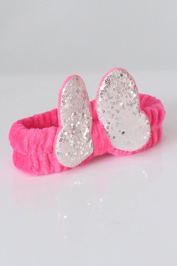 Butterfly Plush Bandana Makeup Spa Hair Band Sequined Fuchsia