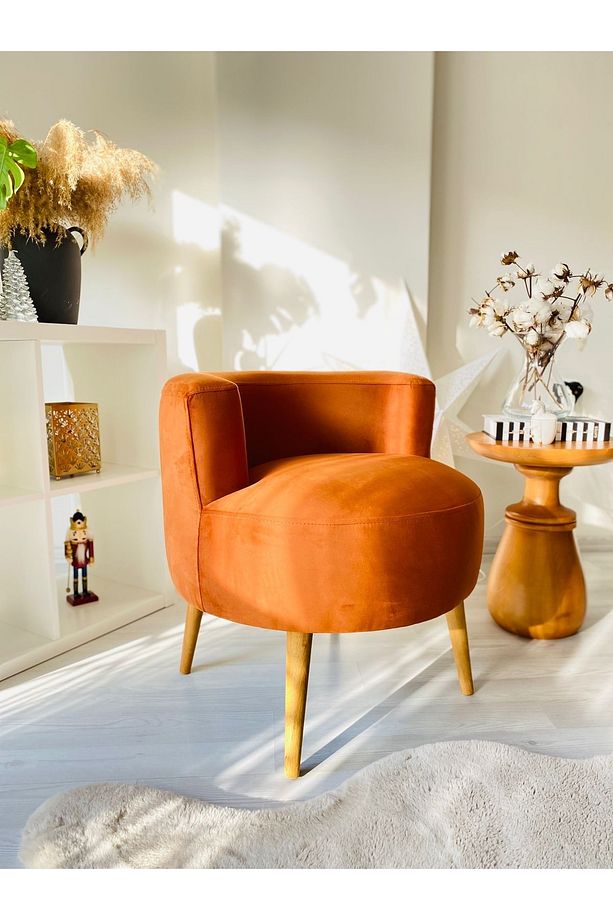 Çay Seti Tekli Koltuk, Berjer (salon, Balkon, Ofis) Turuncu - 2