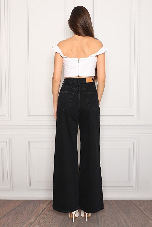 Yüksek Bel Salaş Salaş Paça Jeans - 4