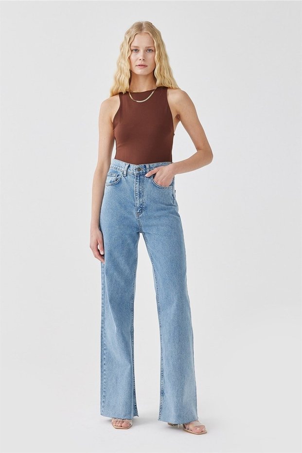 Allow Gold Super High Waist A.c.a.i.p S.o.l.m.a.z Blue Loose Jeans Palazzo Trousers