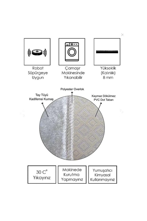 Retro Desen Dekorafif Halı Dot Taban - 3