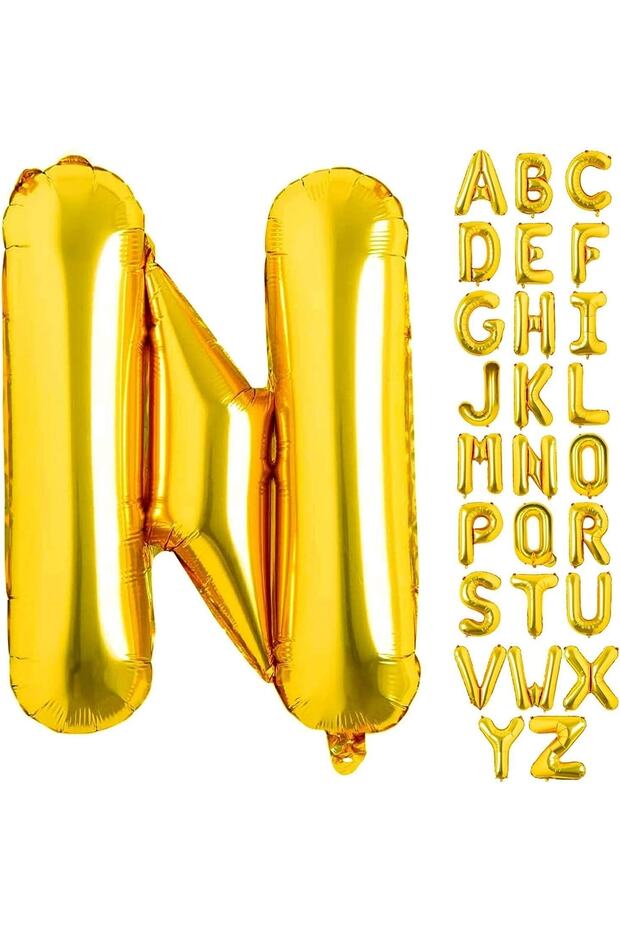 N Letter Gold Foil Balloon16 Inch 36 cm