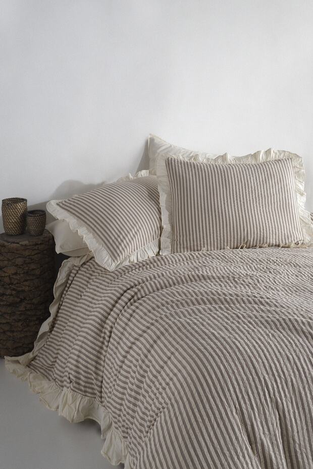 Soil %100 Cotton Ruffled Yarn-Dyed Single Duvet Cover Set 160*220