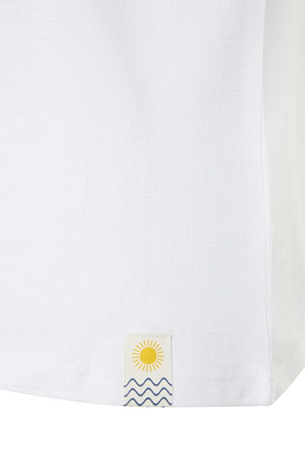 Beyaz Oversize %100 Pamuklu Etiketli Dokulu Basic Kalın Tok T-Shirt TMNSS23TS00074 - 7