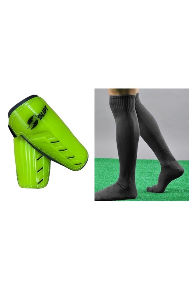Double Velcro 2 Pieces Football Shin Pads + 2 Pieces Football Leggings Soccer Match Set Socks and Shin Pads