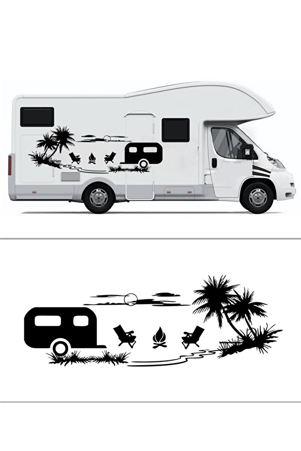 120 X 43 Cm Palm Sunset Landscape Travel Caravan Sticker