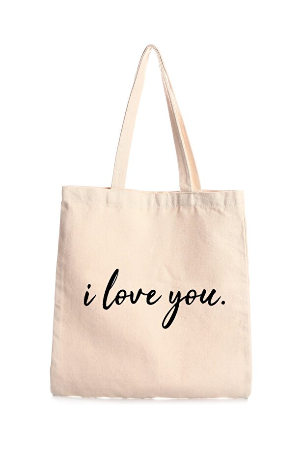 I Love You Printed Canvas Bag