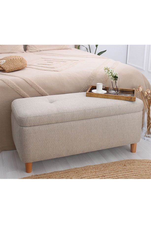 Rocio Sandıklı Bench Puf Kahve - 2