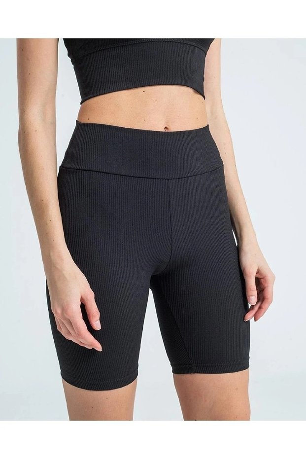 Ribbed Women's High Waist Sports Shorts Tights