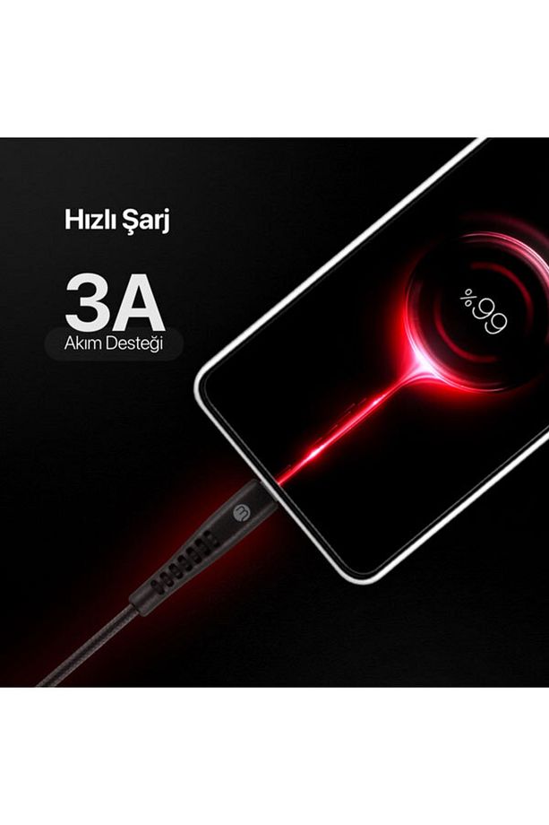 3A/27W Hızlı Şarj Destekli Ekstra Dayanıklı 200cm USB-C -iPhone Lightning Şarj Kablosu - 3