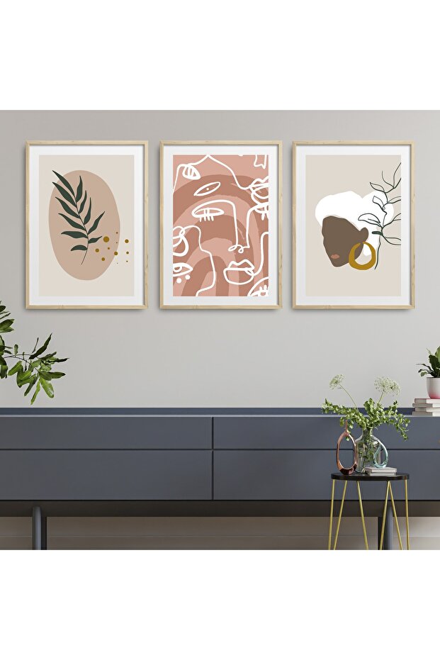 Natural Wooden Framed 3-Piece Painting Set Hpn024