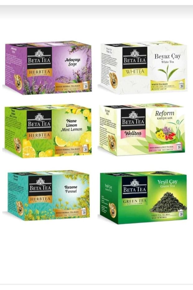 Mixed Herbal Tea Set 6 Packs of 20 Total 120 Pieces